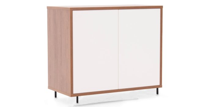 Meeting room cabinet in walnut and white